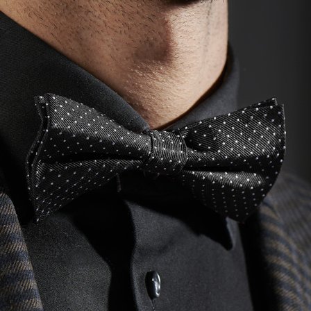 Black Polka Dot Silk Pre-Tied Bow Tie for Men - Pre-tied bow ties