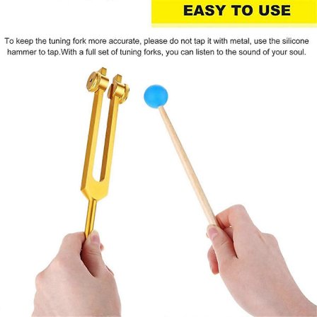 Chakra Stemmegaffelsett i Aluminiumlegering med Hammere for Healing, Lydterapi, Meditasjon, Yoga