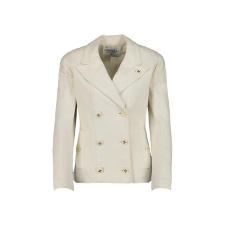 Chanel Vintage Pre-owned Blazer Hvid, Dame Vintage Jakker, Størrelse: S