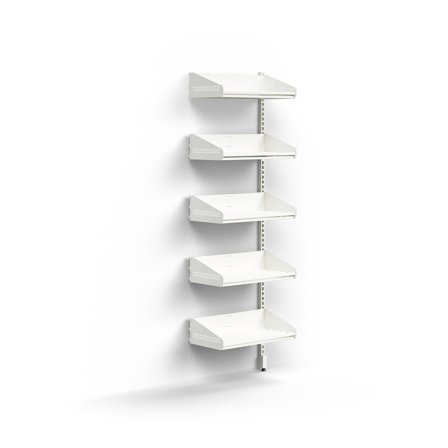 Garderobenelement ENTRY mit 5 Schuhablagen, Anbaumodul, wandhängend, 1800 x 600 x 300 mm, weiß