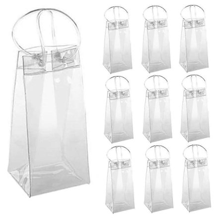 10-pakning Vinkjøler Veske Isveske Transparent PVC Bærbar Vinflaskekjøler Champagne Isveske med Håndtak (FMY)