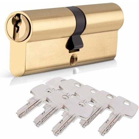40/40 (80mm) Låsecylinder, HOMEK Dobbelt Cylinder Dørlås Europæisk Cylinder med 8 Nøgler, Messingfinish, Anti-Boring Anti-Pick Stødsikker Dørlås