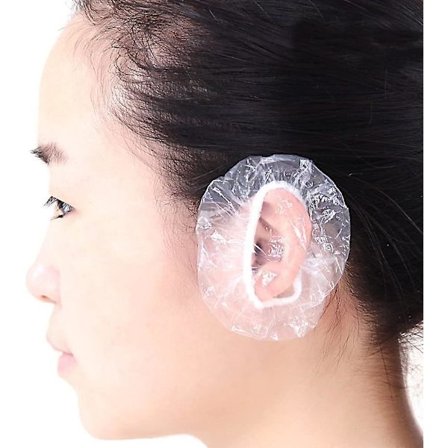 100 stk. engangs hårfarve ørebeskyttere brusehætter til ører, klare