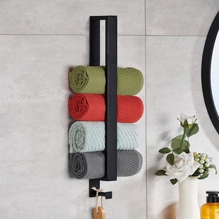 Gratis håndkleholder matt sort 304 rustfritt stål håndkleholder med hette