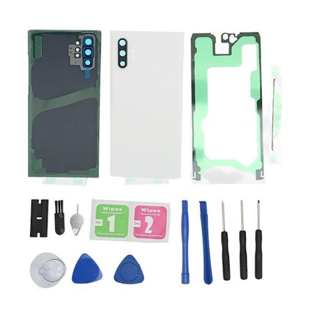 2025 Nyeste Modell Hvit Bakglass & Front Skjermbeskytter Kit for Samsung Galaxy Note 10 Plus - Perfekt Passform