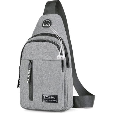 Lille Rygsæk til Mænd Letvægts Nylon Sling Rygsæk Taske Anti-tyveri Casual Mænd Kvinder Bryst Taske til Vandreture Cykling Udendørs Rejser(Grå)