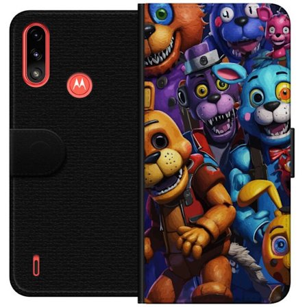 Kompatibelt Plånboksfodral till Motorola Motorola Moto E7 Power Färgstarka animatroniska figurer inspirerade av Five Nights at Freddy’s, intensiv
