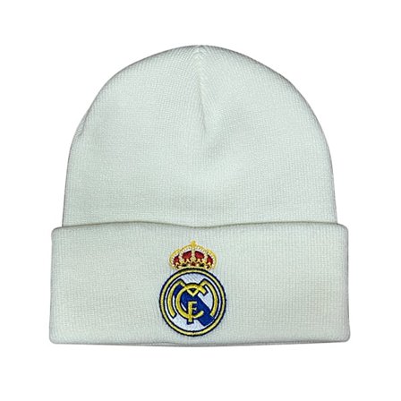 Gos - Fotballfanclub emblem strikket vinterlue stretch beanie Real Madrid - Hvit