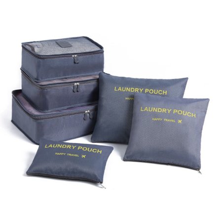 6 stk Opbevaringsposer Kuffert Pakkesæt GRÅ