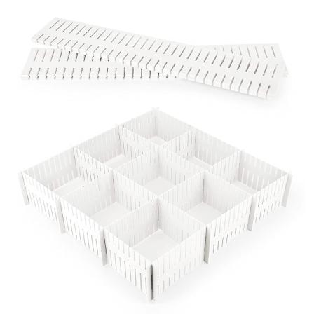 4 kpl laatikon jakajaa, muovinen laatikon säilytysjärjestäjä, tee-se-itse säädettävä ruudukko laatikon erottimet (32 * 7cm/14.6 * 2.8in)