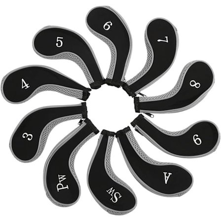 (Grå) Golfkøllehodedeksel, 10 stk. Vanntette Neopren Golfkøllehodedeksler Puttersett Beskyttende Trekk Golftilbehør