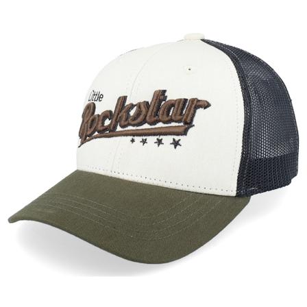 Kiddo Cap - Beige trucker Cap - Kids Little Rockstar Ivory/Black/Dark Mash Trucker @ Hatstore