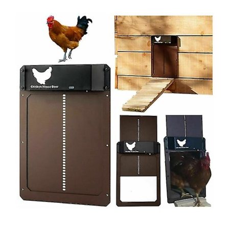 2022ny automatisk hønsegårdsdør Fulddørs lysfølende hønsegårdsdør Timerstyring Coop-dør Multi-modes automatisk hønsedør - brun