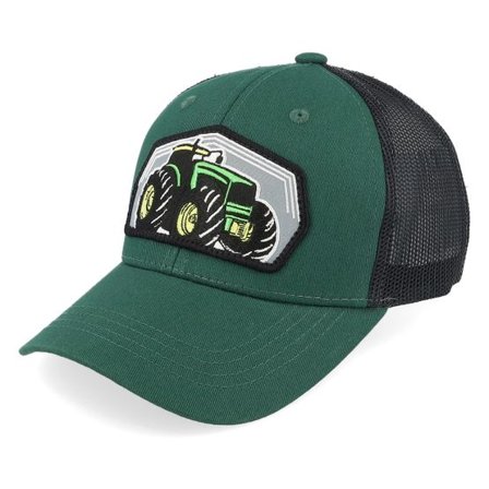 Kiddo Cap - Grön trucker Keps - Kids Big Tractor Grey Patch Green/Black Trucker @ Hatstore