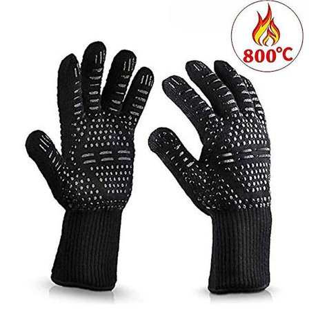 Grillhandskar Värmebeständiga 800 grader, Brandsäkra handskar med silikonbeläggning, halkfria tvättbara Weber Grillhandskar Grillhandskar för grill, 