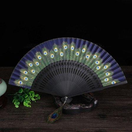 Silkkiviuhka Käsi-viuhka NAVY BLUE tummansininen