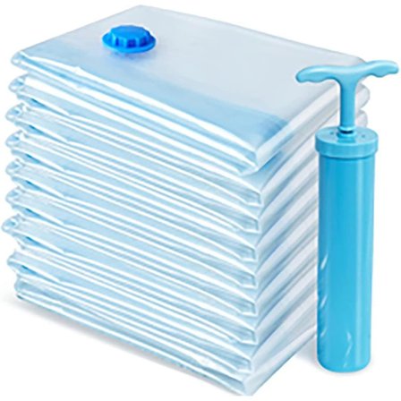 Vakuumförvaringsväskor, platsbesparande väskor för täcken, kläder, kuddar, sängkläder, filtar, dubbel dragkedja och läckageventil, Fr