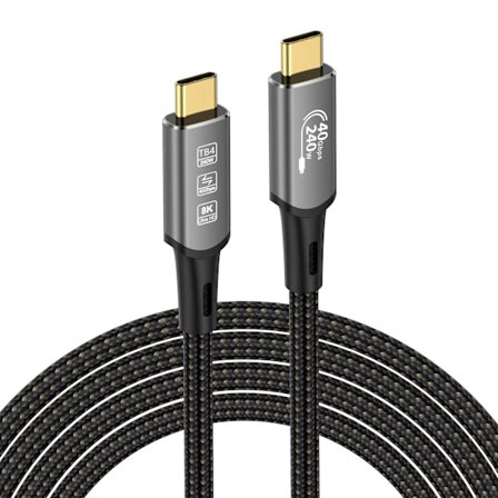 40 Gbps datasynkronisering, höghastighets USB C-kabel, 240 W Type C-laddare snabbladdning för iPhone, iPad, MacBook, Hub och 8K-skärm för monitor och 