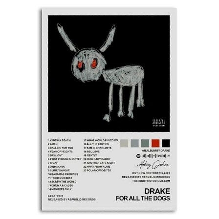 Drake Poster til All the Dogs Album Cover Poster til Værelset Æstetisk Poster Dekorativ Maleri Lærred Vægkuns Living Room Posters Soveværelse P (FMY)