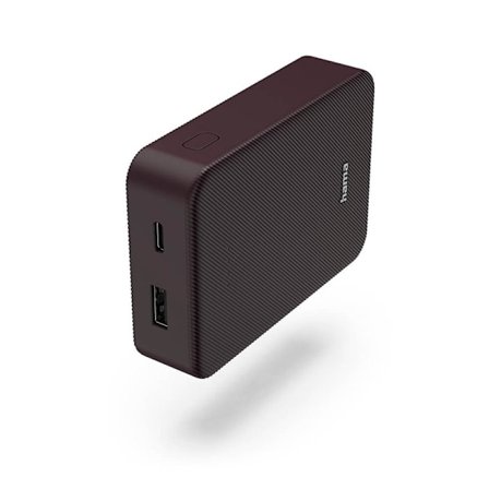 HAMA Powerbank Colour 10 10000mAh USB-C+USB-A Plommon