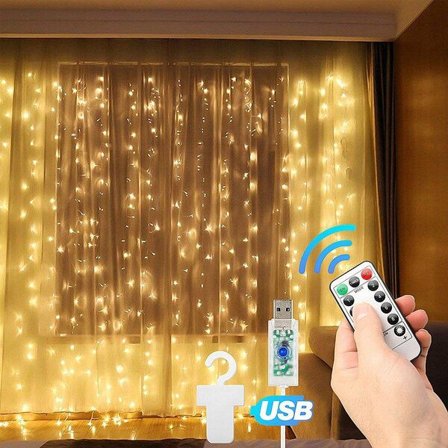 Julgirlang gardin, 300 LED, 3x3m