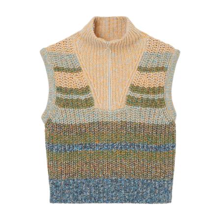 Marc O'Polo Zip-neck sleeveless jumper Blå, Dame Striktrøjer