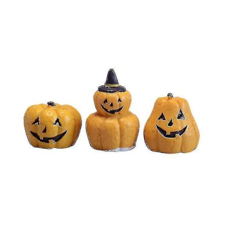 3 stk Halloween-pynt Syntetisk harpiks Gresskar Ornament Skrivebordsdekorasjon Mini Skulptur Håndverk (gul)