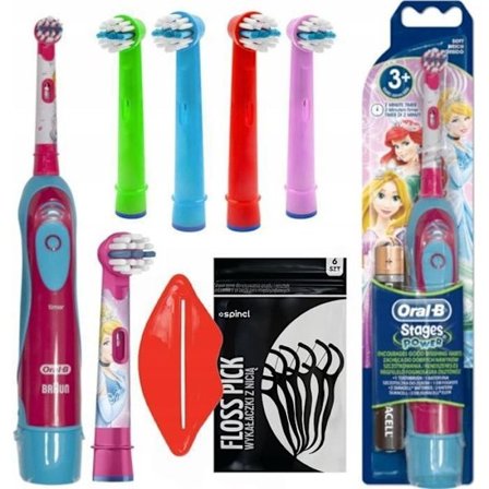 Elektrisk tandborste - Oral-B - Stages Power Princessar - Barn 3 år och uppåt - 5 munstycken ingår