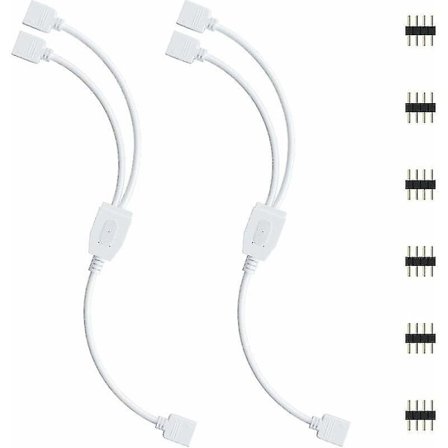 LED-Stripskoblingssett, 2 stk 4-pins LED-Stripsdeler 1 til 2 Delerkabel 4-pinskontakt for RGB LED-Strips 5050 3528 2835 Cisea DIY-tilbehør