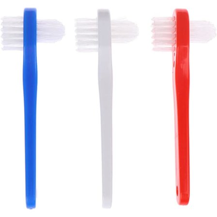 3 stk Rengjøringsbørste Løs tannbørste Portabel Protese Dobbeltsidig Børste for å Holde Proteser Rene
