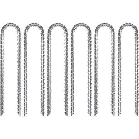 Sett med 6 kraftige galvaniserte stålpløkker for trampoline, camping