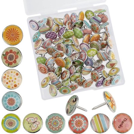 100 Stycken Dekorativa Knappnålar Kreativa Runda Knappnålar För Anslagstavla DIY Fotokort Korkskivor