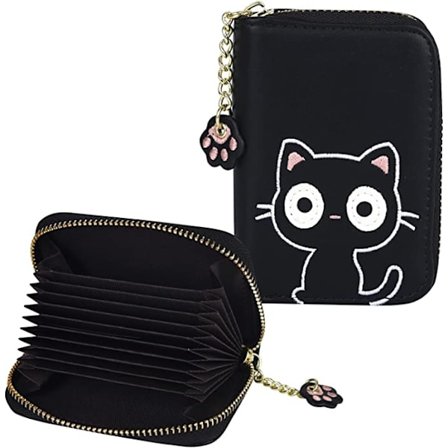 Kreditkortsfodral (svart) 11,5 * 8 * 3 cm dam läder kreditkort