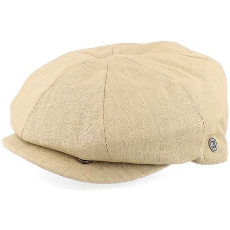 Jaxon & James - Beige flatcap Keps - Linen Newsboy Cap Camel Flat Cap @ Hatstore