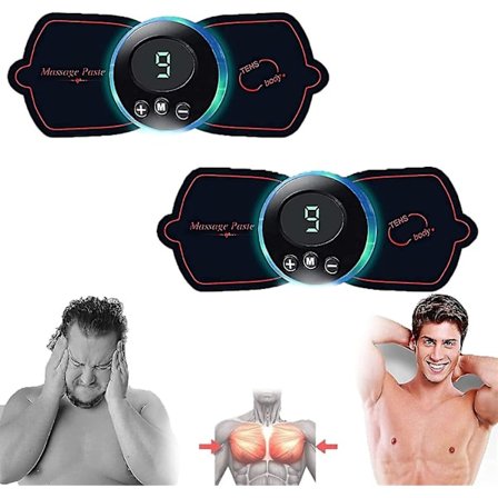 Cervikal rygsøjlemassager, bærbar mini cervikal massager pads, ems nakkemassager med 6 tilstande, lindrer tryk på nakke, skulder, ryg og talje