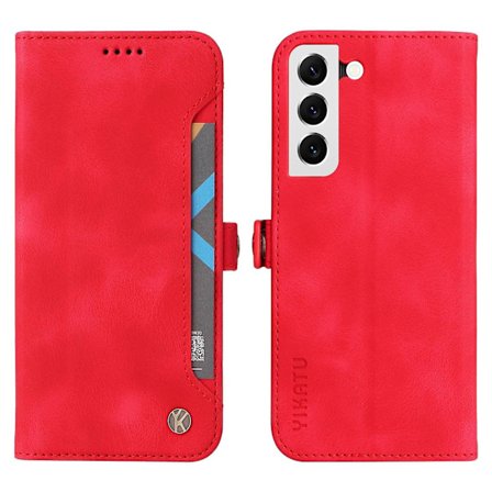 For Samsung Galaxy S22 5G Feeling Phone Case, Ytre Kortspor Design Lommebok Justerbar Stativ Skall