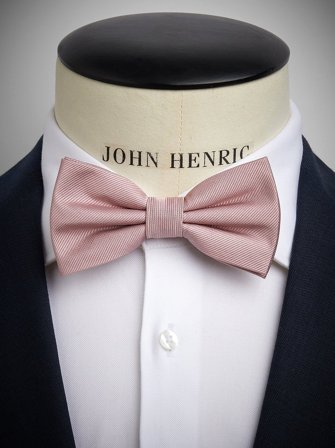 John Henric Men's Dusty Pink Bow Tie Plain Size Pre-tied