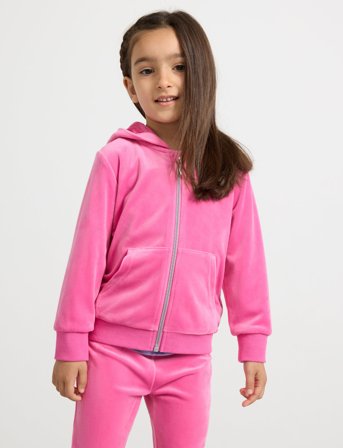 Lindex Hoodjacket With Zipper Velour - Pink - 92
