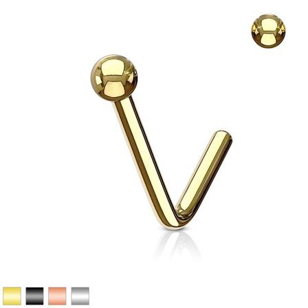 1 L-formad Näspiercing i 316L Kirurgiskt stål med 2 mm. kula 4 Stål