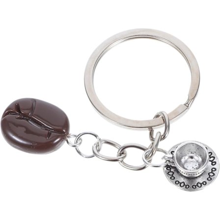 Nøglering med bønneformet vedhæng, kreativ kaffekopdesign, metalcharm til taskeholder