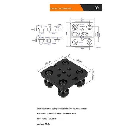 V-Slot Gantry Platesett 2020 Aluminiumsprofiler, Spesiell glideplate med trinse for 3D-skriverdel
