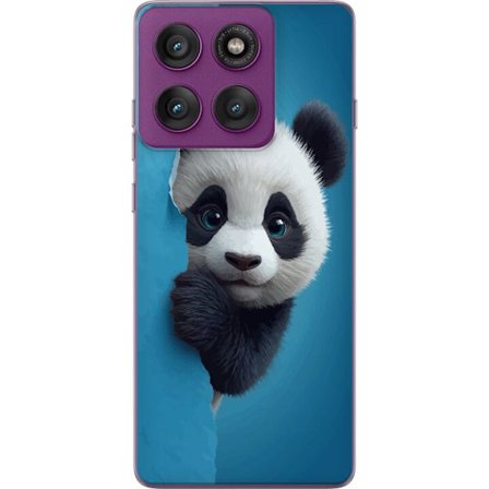 Kompatibelt Mobildeksel til Motorola Motorola Edge 60 Pro Søt panda som ser ut gjennom papir i en myk 3D-illustrasjon