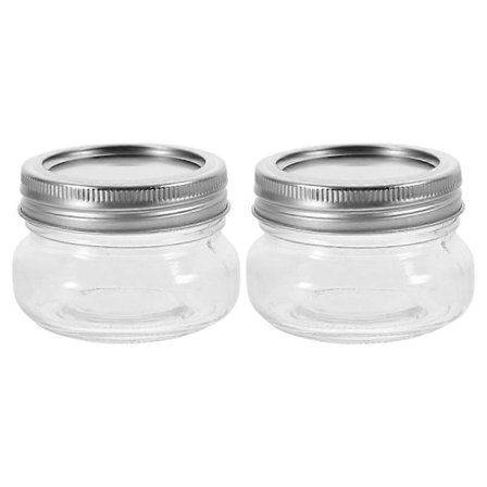 2 stk. Små Glas Krukker Mini Mason Krukke Bred Mund Lille Syltetøj Honning Beholder Krukker