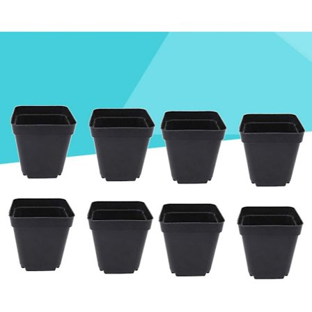 50 stk. Svarte frøplantebøtter - firkantede plastpotter for planter - små innendørs utendørs