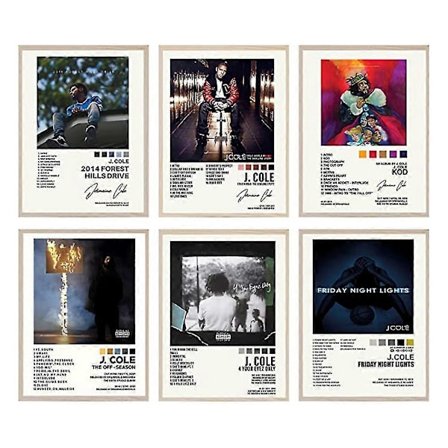 6 Pak J. Cole Album Plakater 2014 Forest Hills Drive Kod The Off Season 4 Your Eyez Only Friday Night Lights Prints Album Cover Vægdækning Fan Gave