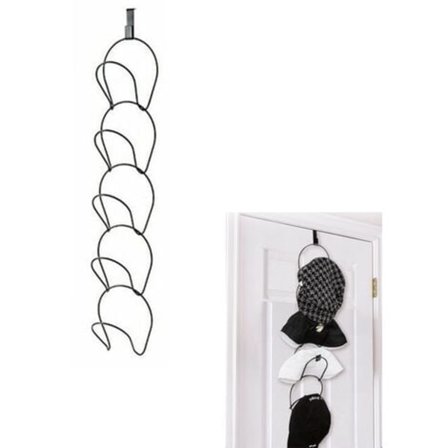 TS-Hattehylde 5 Ringe Metal Kasket Holder Multilags Dørhængt Knagerække med 1 Dørkrog til Baseball Kasketter Ser