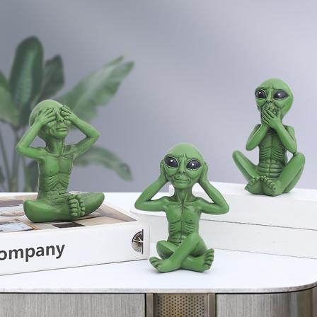 Alien Resin Ornament UFO sisä- ja ulkopuutarhan sisustushahmo