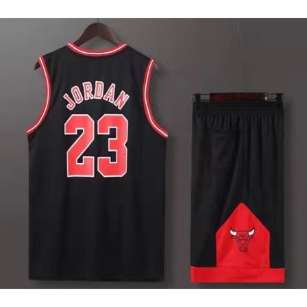 #23 Michael Jordan Baskettröja Set Bulls Uniform för barn Vuxna Black