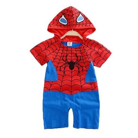 Superhelt-drakt for spedbarn (3-24 måneder) - Superman-trykk, fancy kostymefest - Xin Spiderman Short Sleeve 6-12 M