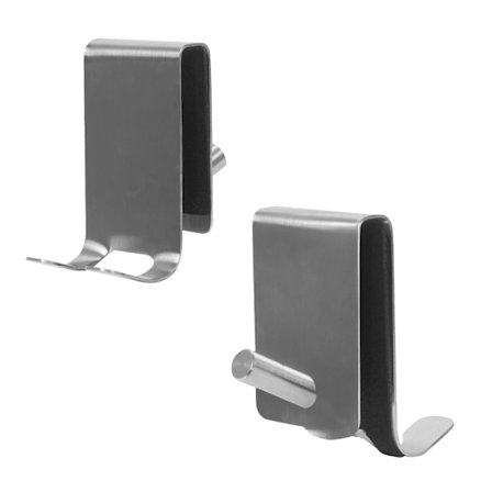 2-delt håndklædekroge til brusekabinedøre uden ramme, dobbeltsidede skridsikre håndklædekroge i rustfrit stål til badeværelsesglasdøre (2 pakker, sølv